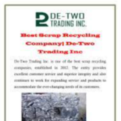 DE-TWO TRADING INC.- SCRAP RECYCLING COMPANY IN USA