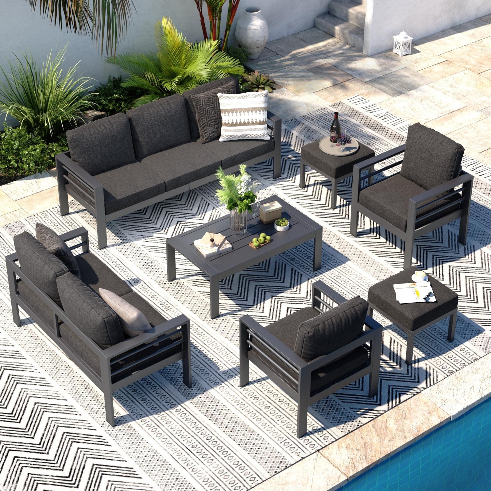 resources of Poly Rattan Big Outdoor Sectional Sofa Set exporters
