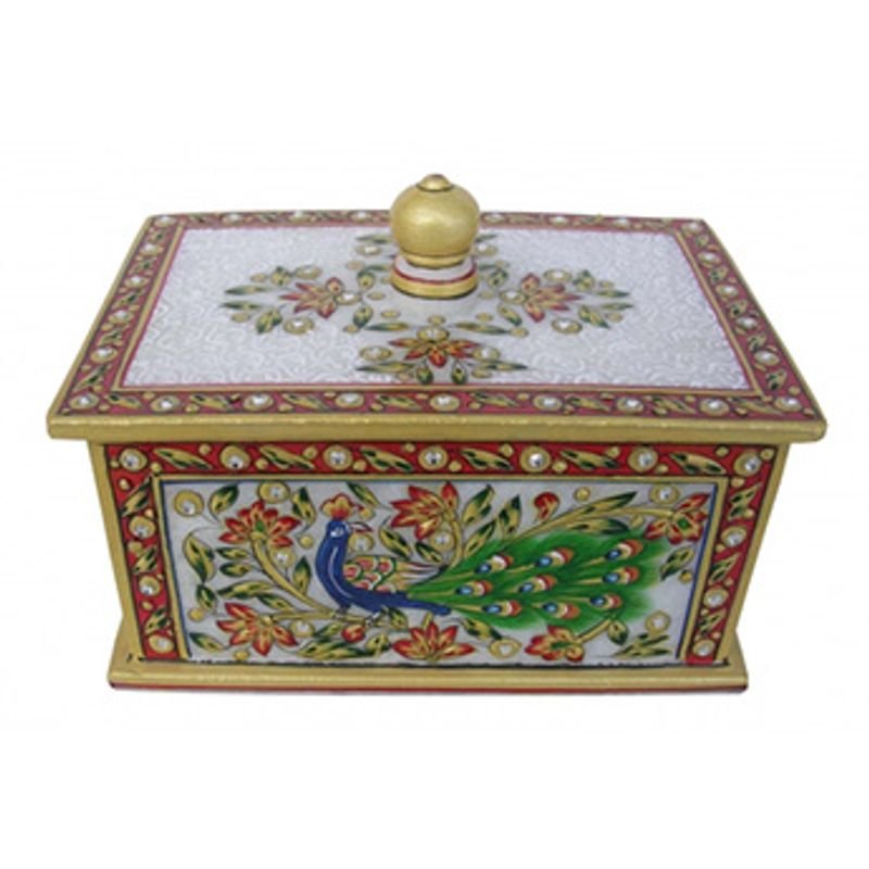 resources of Handmade Leather Tissue Box White Embroidered exporters