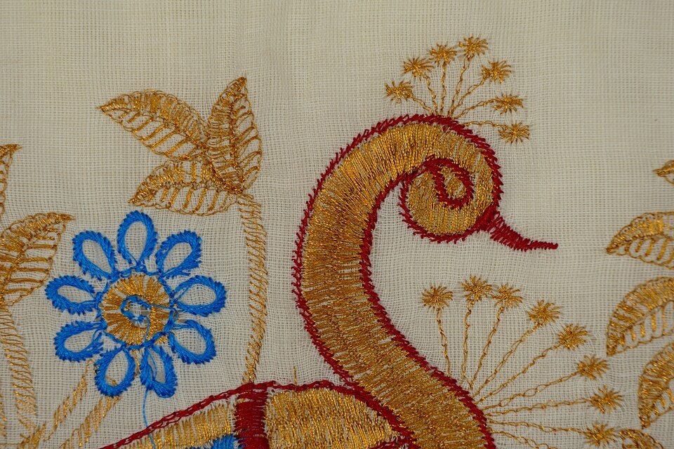resources of Hand Block with sateen embroidery Dori work exporters