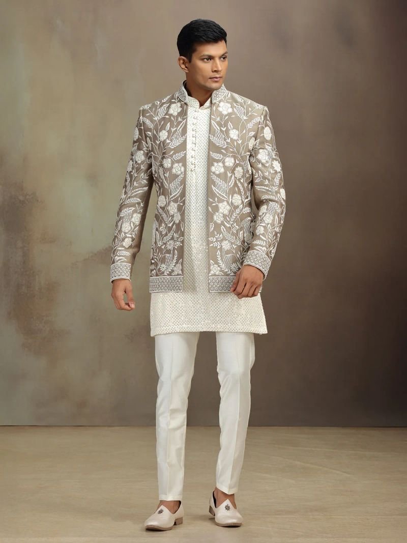 resources of DeNovoOff White  Kurta Comprising Floral Print exporters