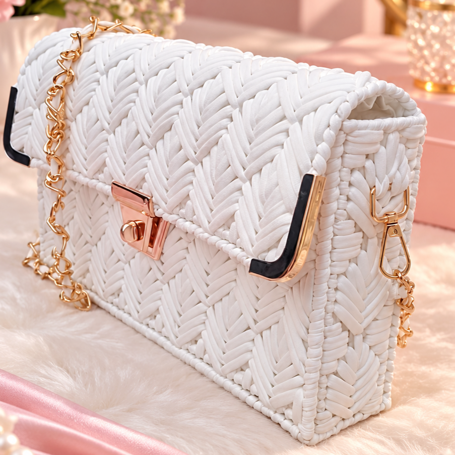 resources of NOVO WEAVE – White Handmade floral handbag exporters
