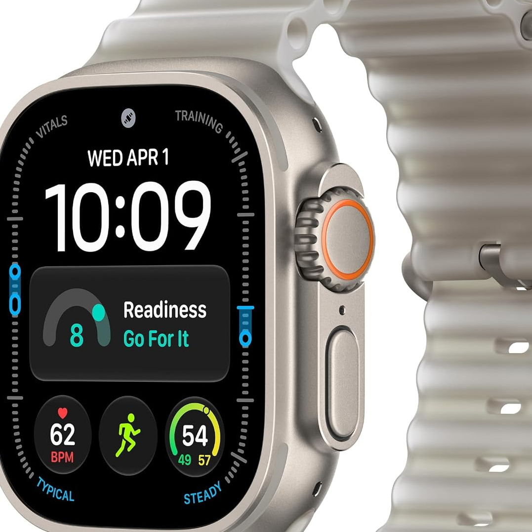 resources of Apple Watch Ultra 4 GPS + Cellular 49mm Smartwatch Natural Titanium Case, Translucent Gray Ocean Band - One Size. Advanced Health + Fitness Tracking, 2+ Day Battery exporters