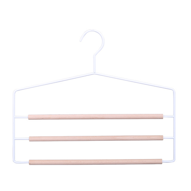 resources of 3-Layer Frosted Metal Wood Trousers Hanger exporters