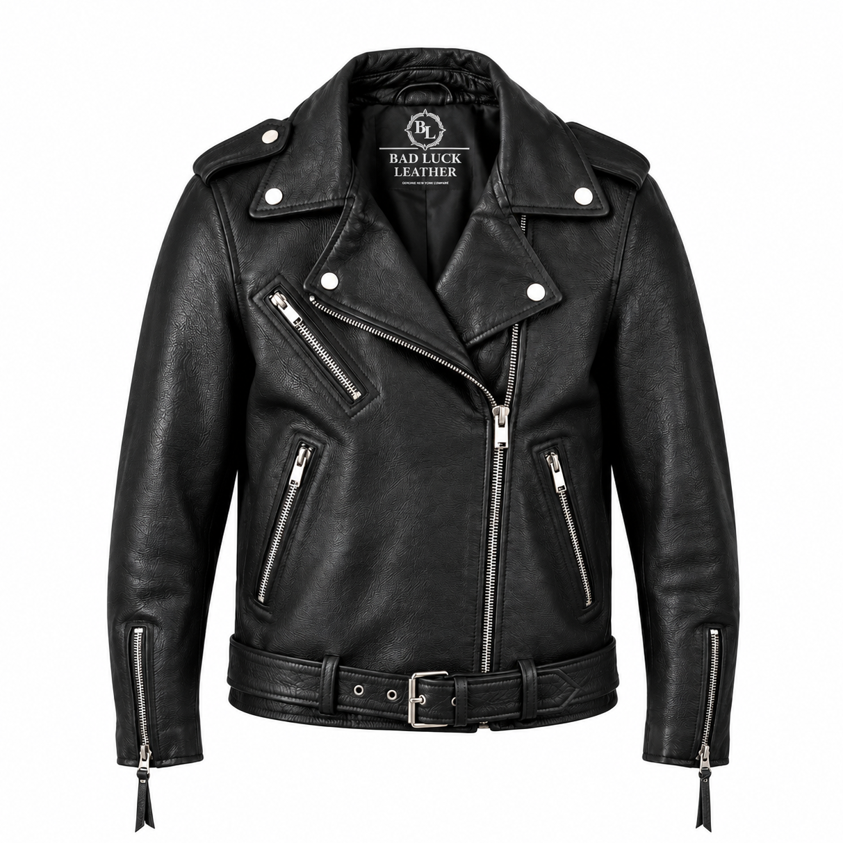 resources of Men's Black Genuine Leather Biker Jacket with Asymmetric Zipper exporters