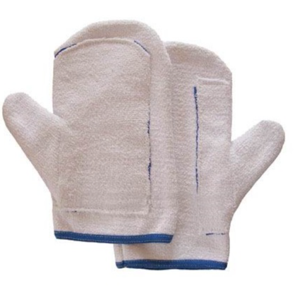 resources of Heat Resistant Terry Cloth Mitten, Canvas Cuff Terry 5 Finger Gloves, Cotton Working Terry Bakery Glove exporters