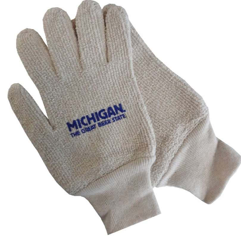 resources of Heat Resistant Terry Cloth Mitten, Canvas Cuff Terry 5 Finger Gloves, Cotton Working Terry Bakery Glove exporters