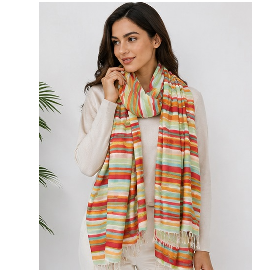 resources of Wool Scarf with Multicolor Striped Design exporters