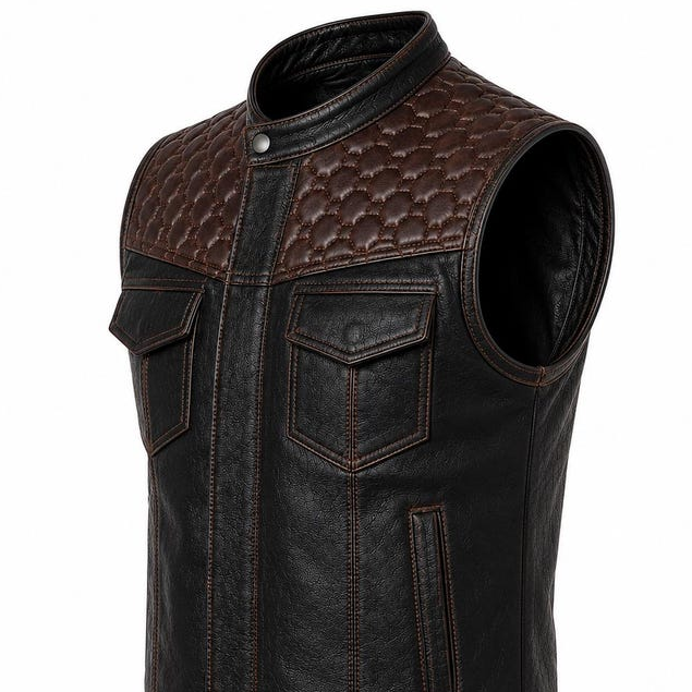 resources of Men's Genuine Leather Biker Vest | Premium Motorcycle Leather Vest | OEM & ODM Manufacturer exporters