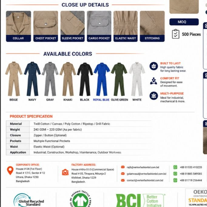 resources of COVERALL/WORKWEAR/OVERALL exporters