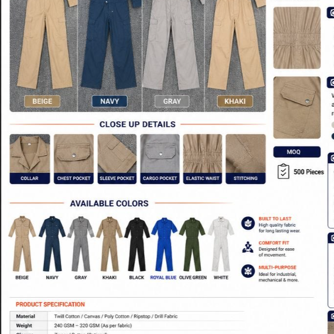 resources of COVERALL/WORKWEAR/OVERALL exporters