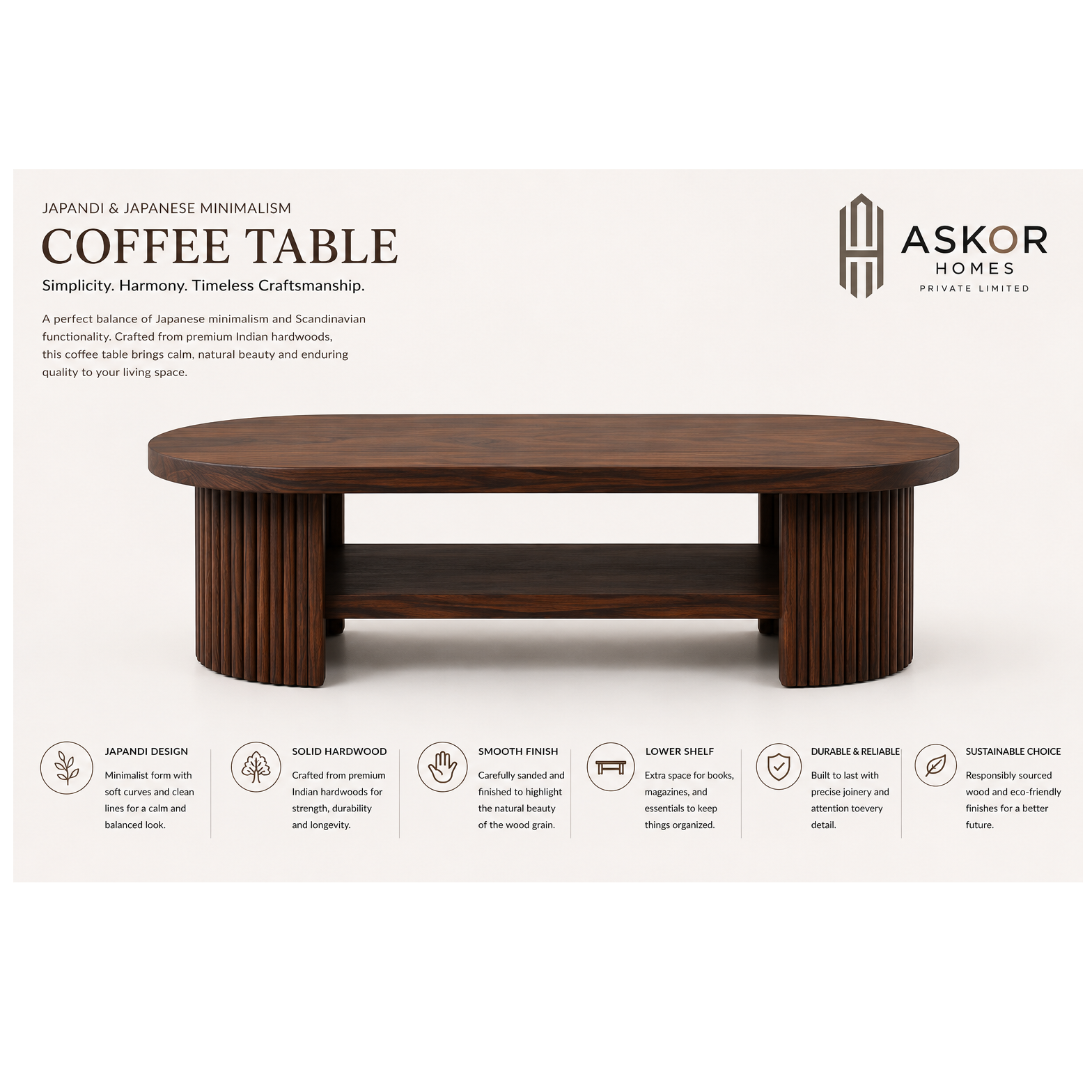 resources of Askor Homes Japandi Coffee Table exporters