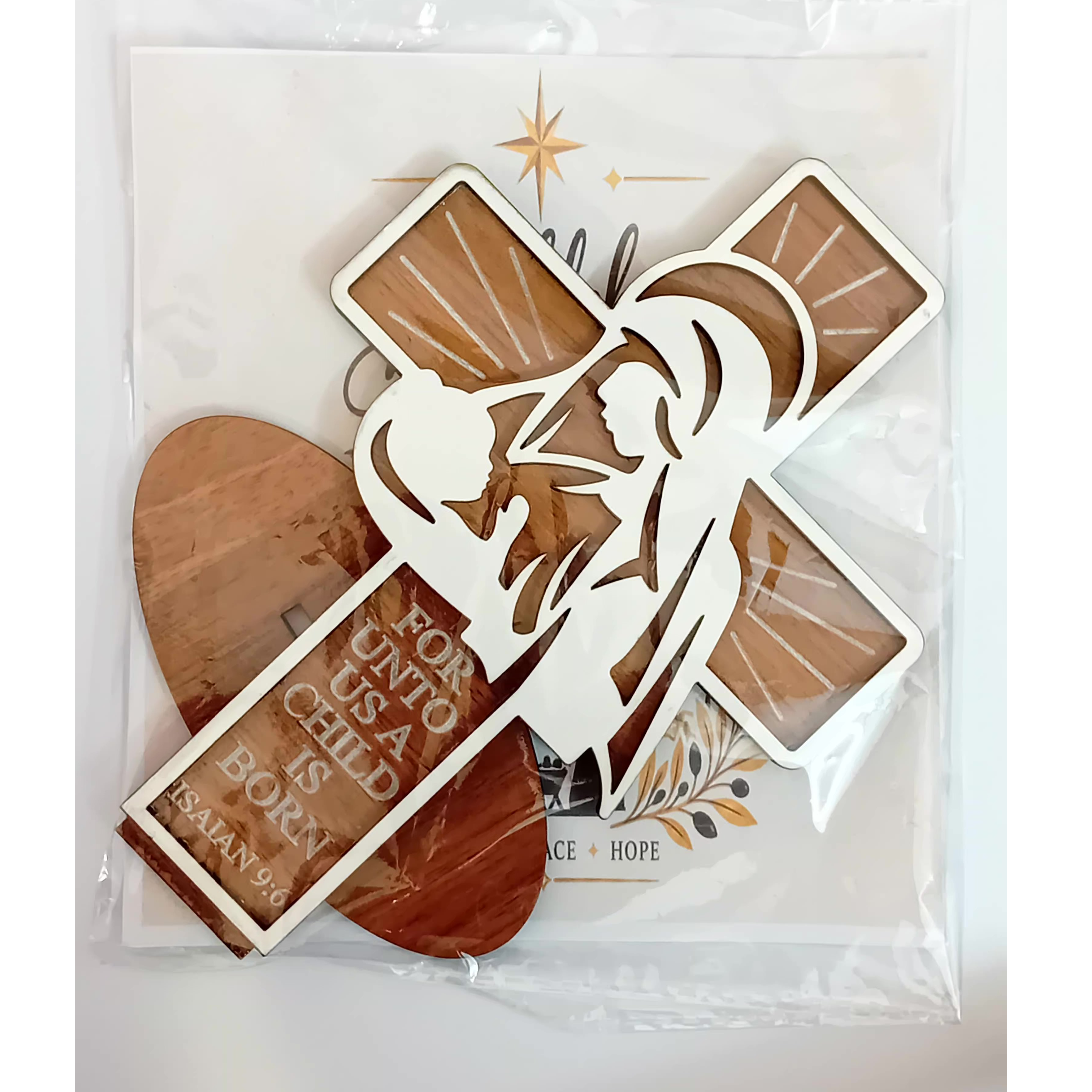 resources of Virgin Mary and Baby Jesus Cross, with a stand, handcrafted from quality MDF wood exporters