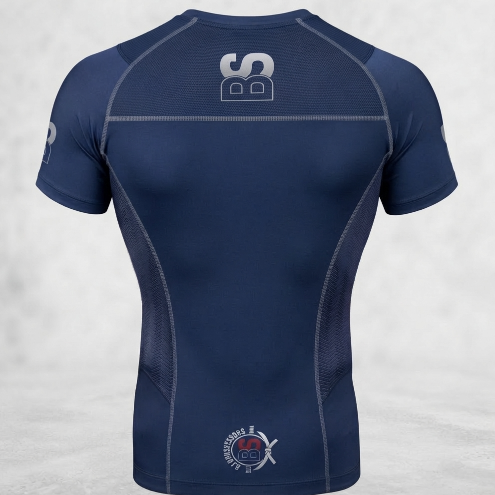 resources of Men’s Navy Blue Short-Sleeve BJJ & MMA Compression Rash Guard | Custom Martial Arts Activewear OEM Manufacturer exporters