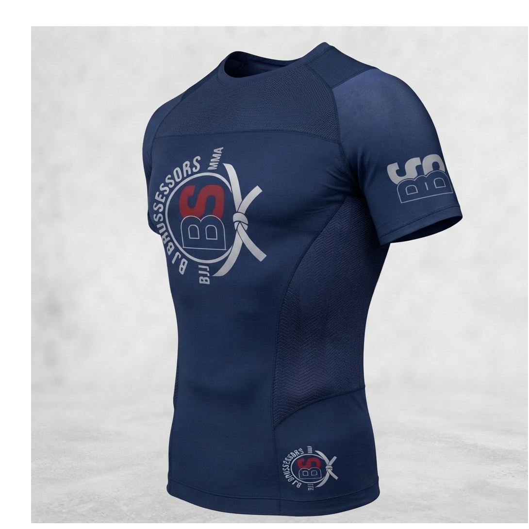 resources of Men’s Navy Blue Short-Sleeve BJJ & MMA Compression Rash Guard | Custom Martial Arts Activewear OEM Manufacturer exporters