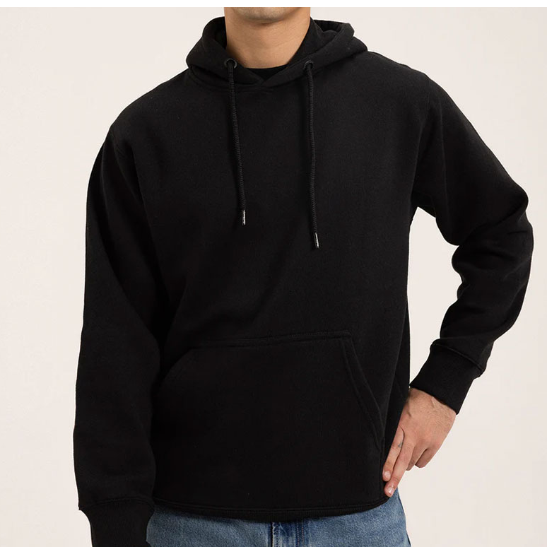 resources of Men’s Classic Black Pullover Hoodie with Kangaroo Pocket | Custom Streetwear & Casual Apparel OEM Manufacturer exporters