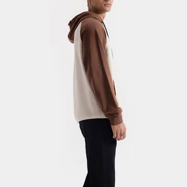 resources of Men’s Brown and Beige Color-Block Pullover Hoodie with Raglan Sleeves | Streetwear OEM Manufacturer exporters