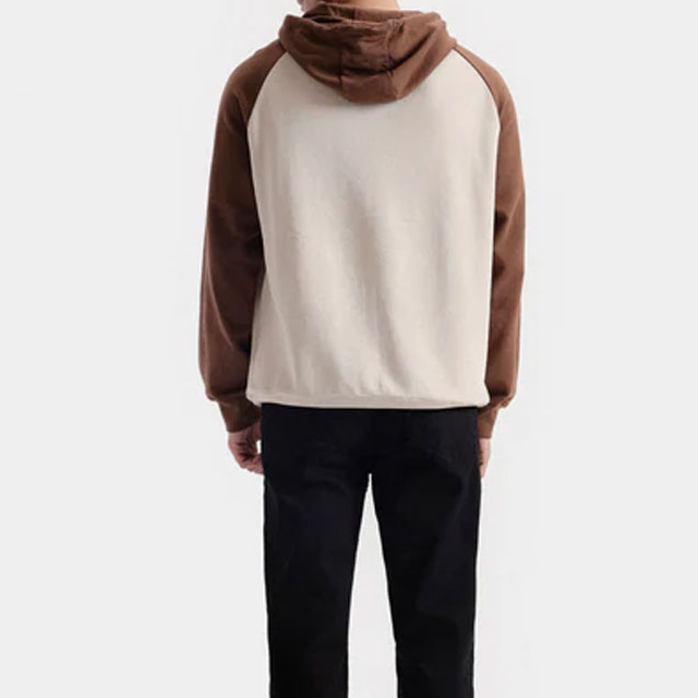 resources of Men’s Brown and Beige Color-Block Pullover Hoodie with Raglan Sleeves | Streetwear OEM Manufacturer exporters