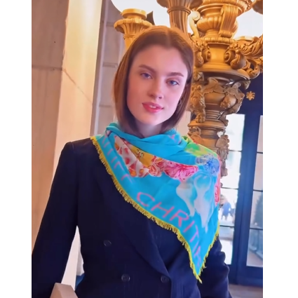 resources of Blooming Love - Ocean Blue silk scarf exporters