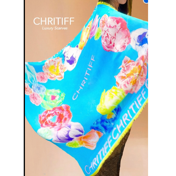 resources of Blooming Love - Ocean Blue silk scarf exporters